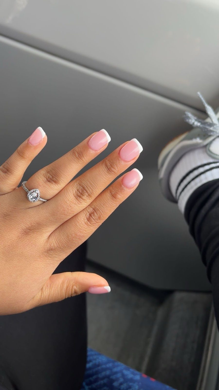 Soft pink and white ombre French nails